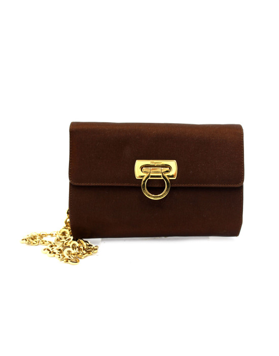 Ferragamo Tracollina Tela Marrone