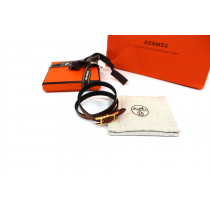 Hermes Bracciale Behapi Double Pelle Nera e Oro