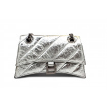 Balenciaga Crush Small Shoulder Bag Pelle Silver