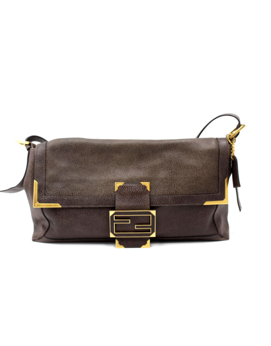 Fendi Baguette Maxi Pelle Tortora
