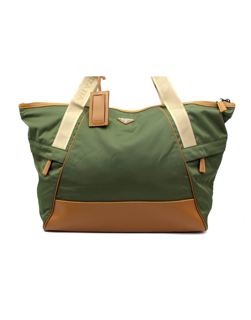 Prada Borsa da Viaggio Nylon Verde