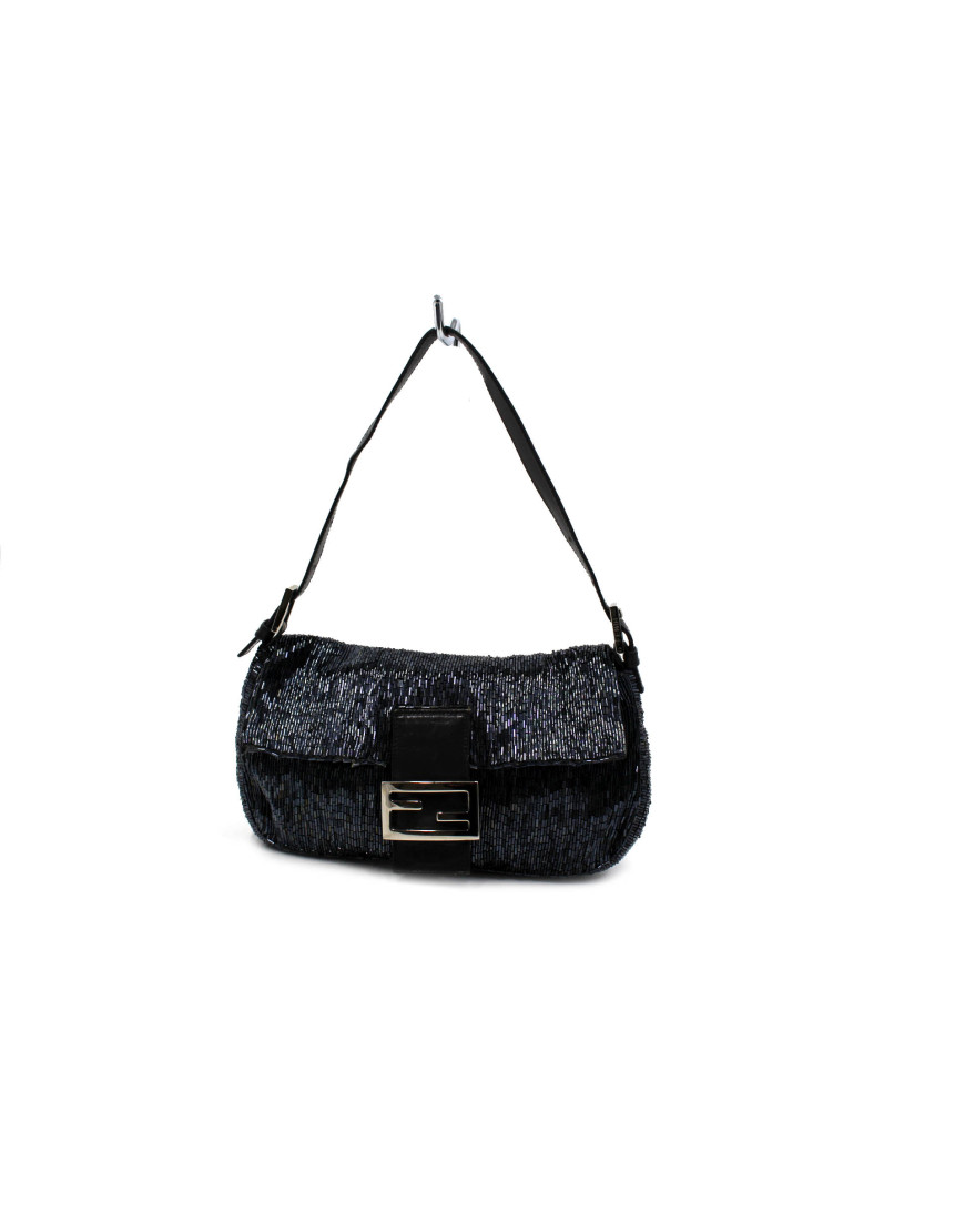 Fendi Baguette Strass Blu Grigio