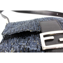 Fendi Baguette Strass Blu Grigio