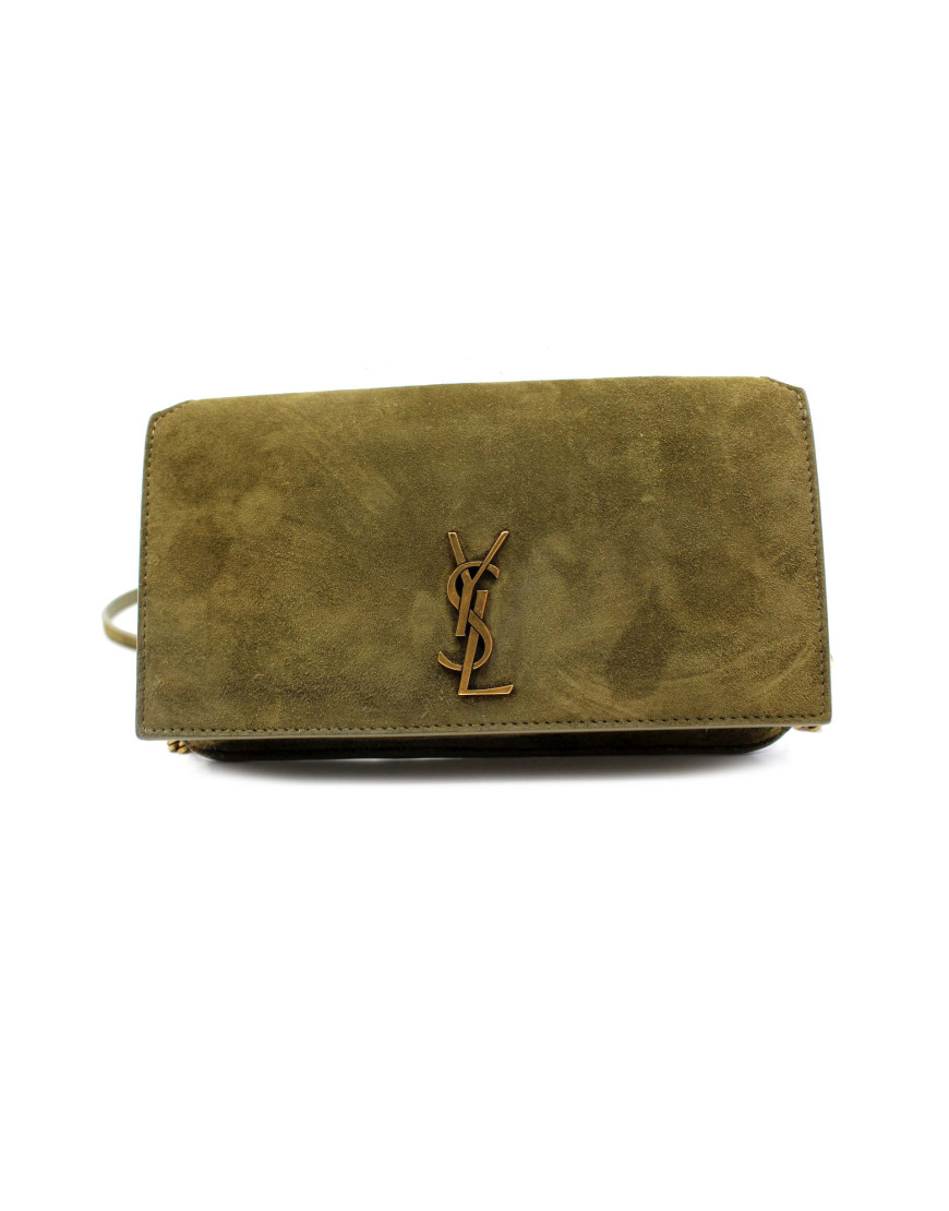 Saint Laurent Pochette Camoscio Verde