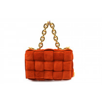 Bottega Veneta Cassette Chain Padded Scamosciato Arancio