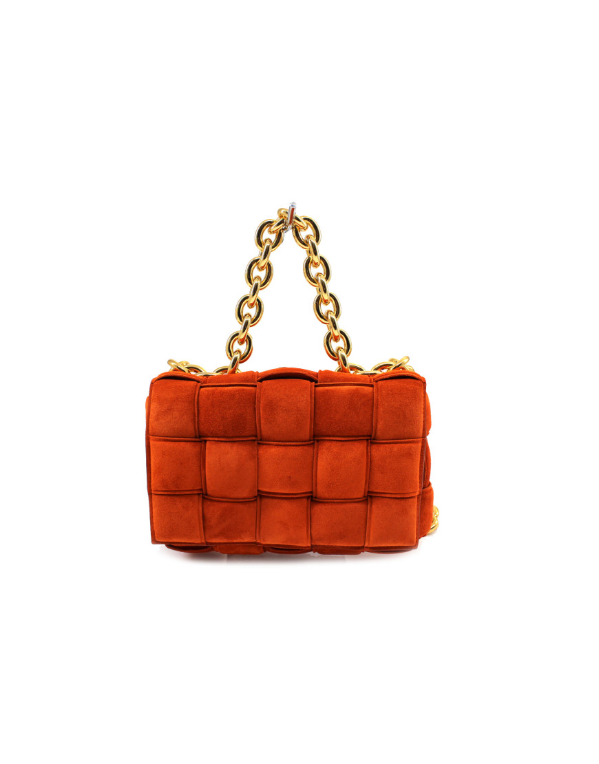 Bottega Veneta Cassette Chain Padded Scamosciato Arancio