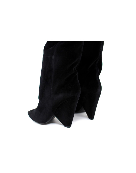 Saint Laurent Stivali Scamosciato Nero
