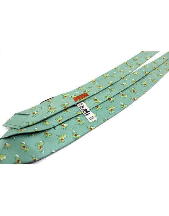 Hermes Cravatta Seta Verde Acqua