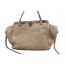 Valentino Rockstud Shopping MM Pelle Taupe