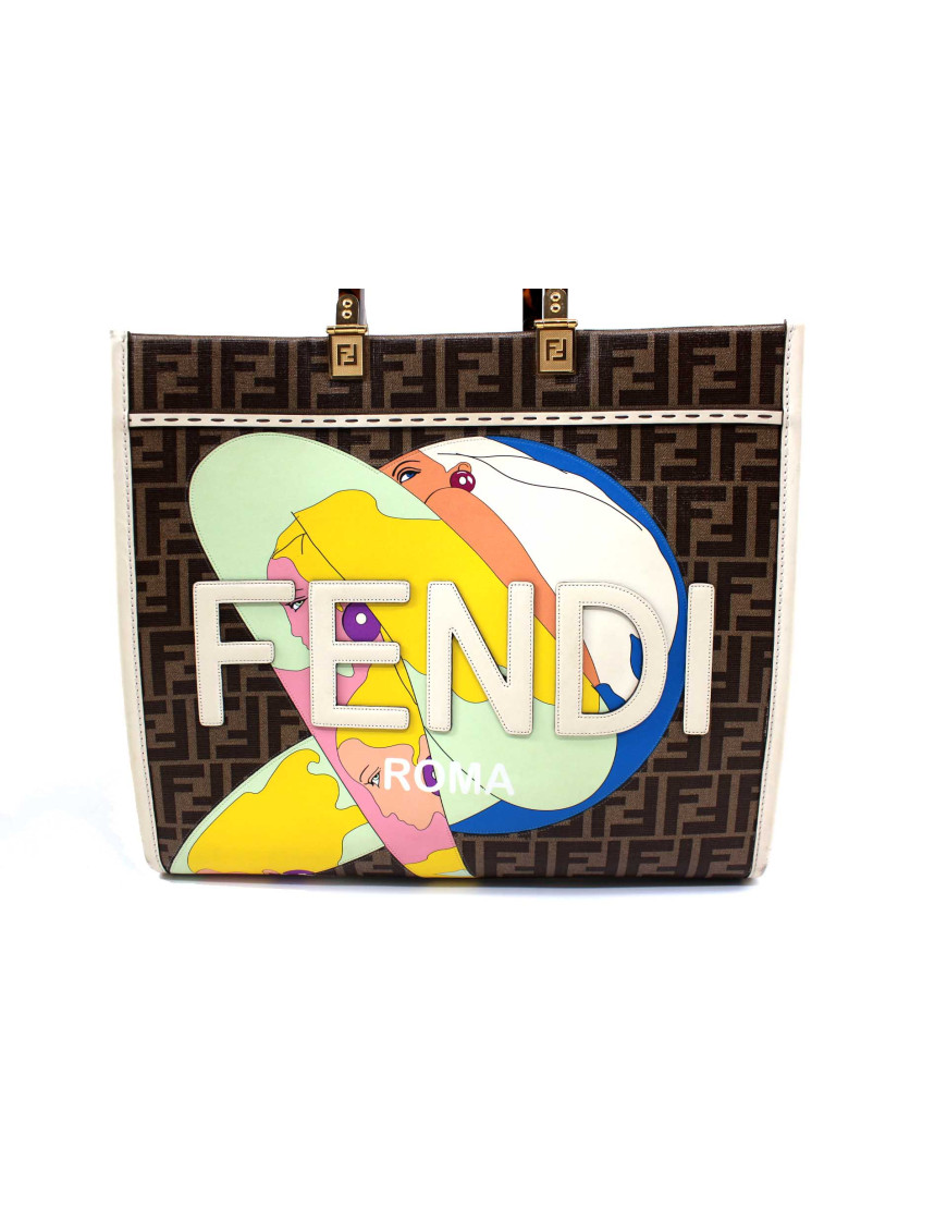 Fendi Sunshine Tote Bag Tela Marrone