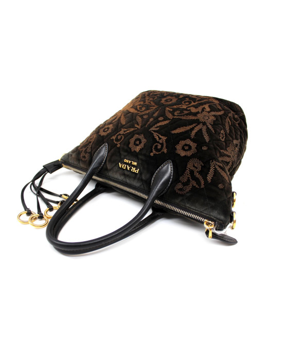 Prada Shopping Velluto Marrone