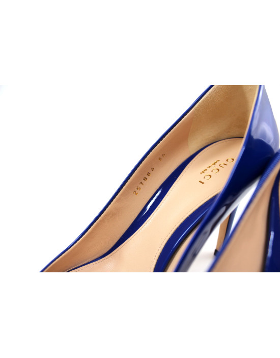 Gucci Open Toe Horsebit Vernis Bluette