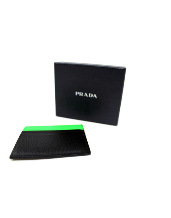 Prada Portacarte Pelle Nera e Verde