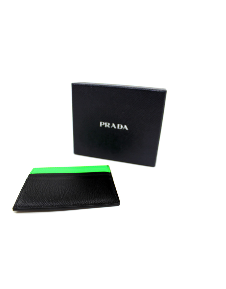 Prada Portacarte Pelle Nera e Verde