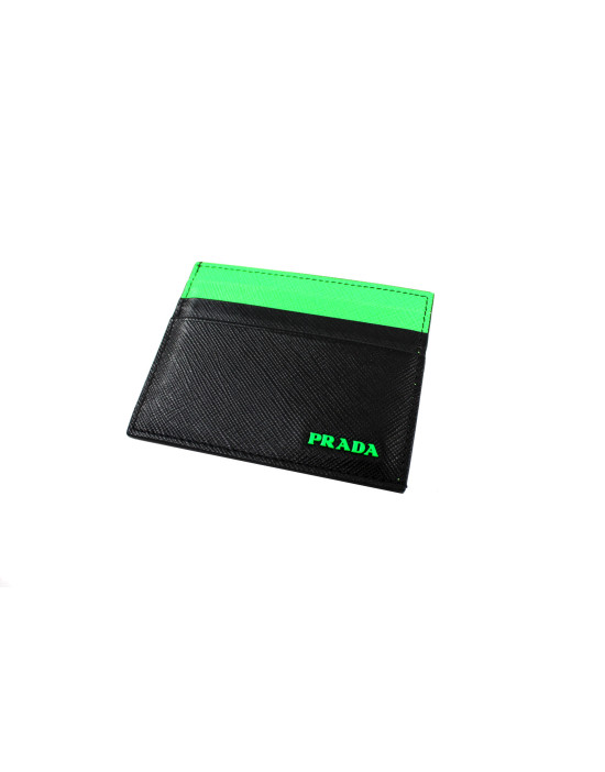 Prada Portacarte Pelle Nera e Verde