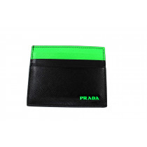 Prada Portacarte Pelle Nera e Verde