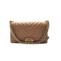 Chanel Le Boy Chevron Pelle Crema