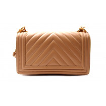 Chanel Le Boy Chevron Pelle Crema