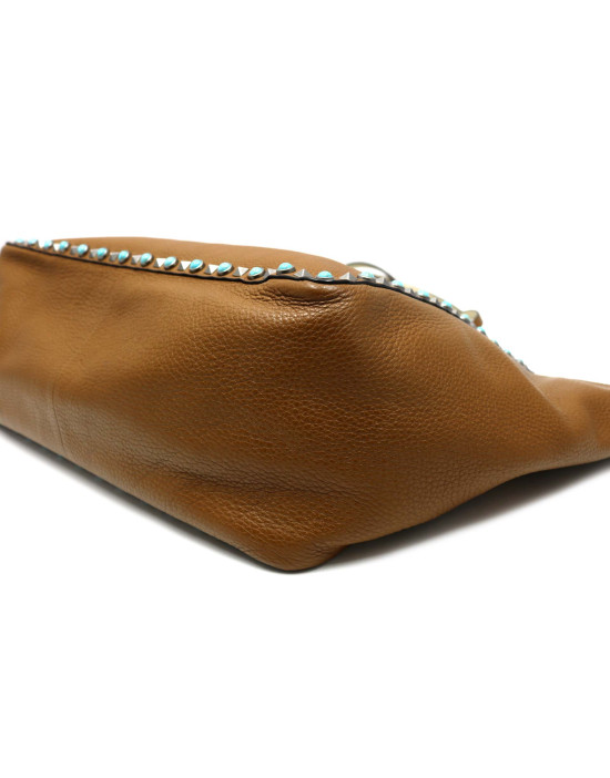 Valentino Spike Shopping Reversibile Pelle Marrone e Bianca