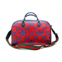 Gucci Per Adidas Borsone Pelle Blu e Rossa