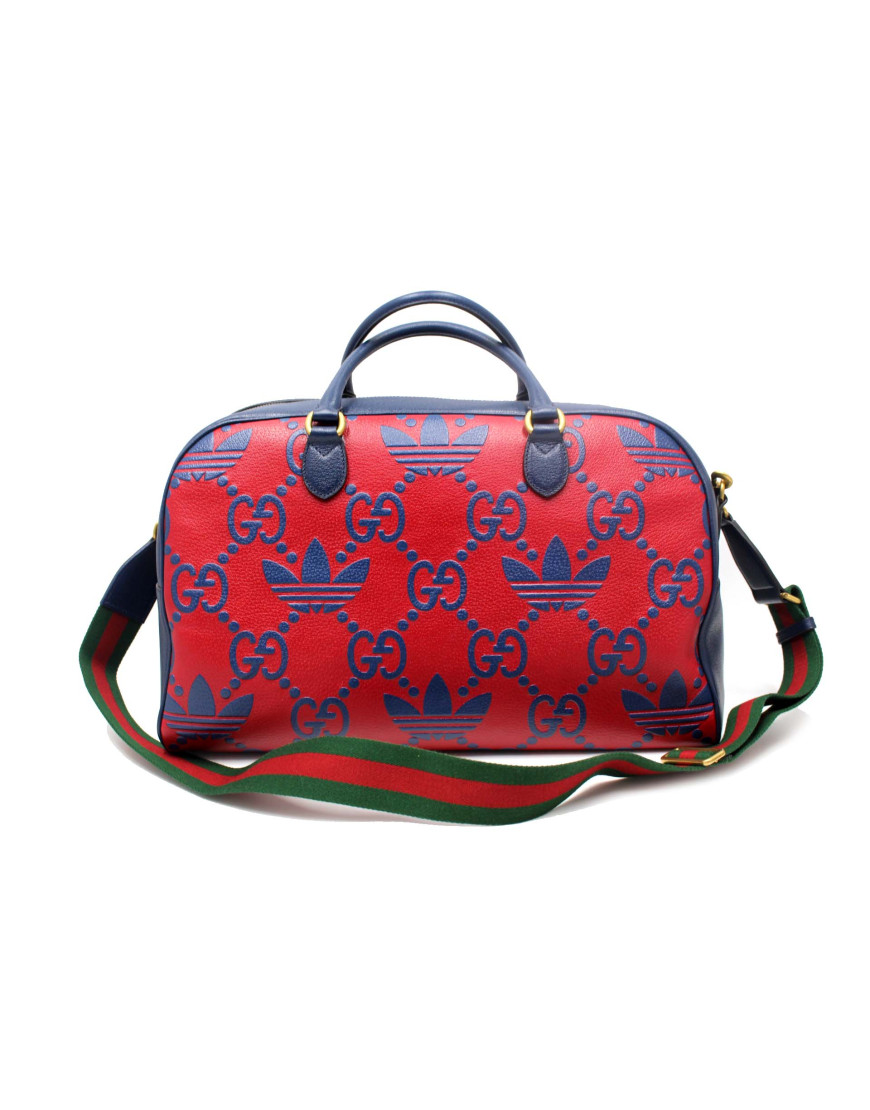 Gucci Per Adidas Borsone Pelle Blu e Rossa