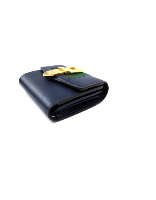 Gucci Portafoglio Sylvie Pelle Blu