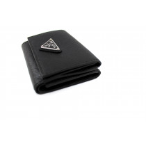 Prada Portafoglio Trifold Pelle Saffiano Nera