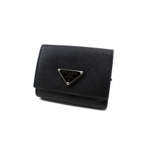 Prada Portafoglio Trifold Pelle Saffiano Nera