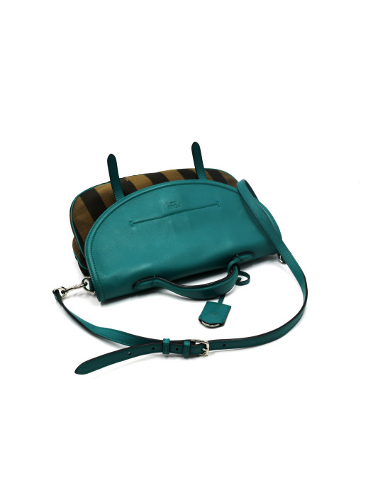Fendi Tracolla Tela e Pelle Verde Acqua