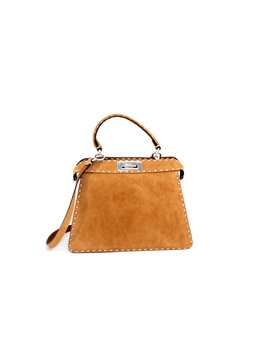 Fendi Peekaboo ISeeU MM Selleria Scamosciata Biscotto