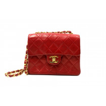 Chanel Classic Mini Square Pelle Lambskin Rouge