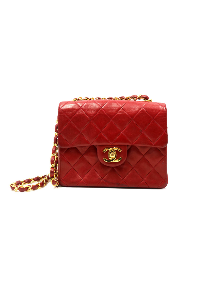 Chanel Classic Mini Square Pelle Lambskin Rouge