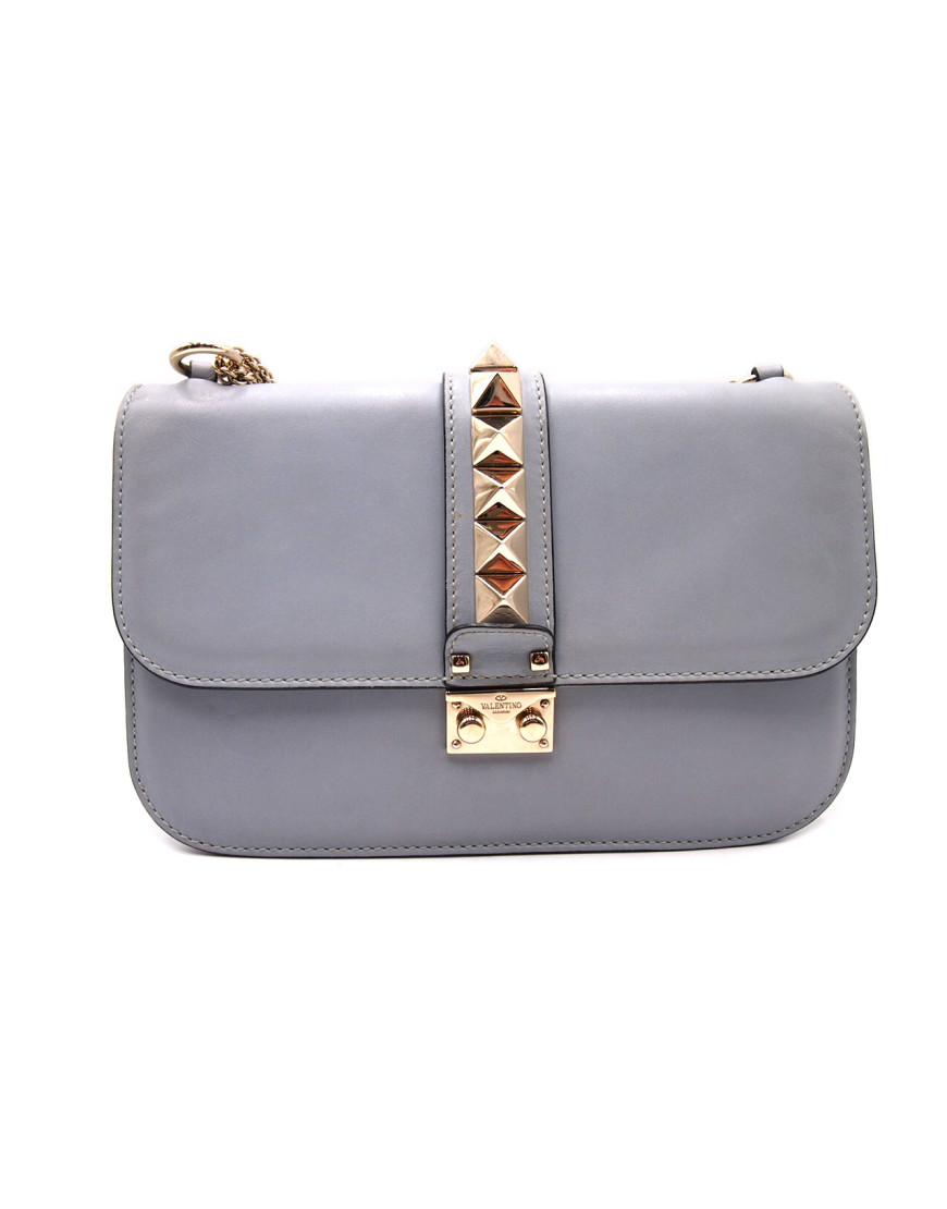 Valentino Glam Lock Pelle Azzurro Polvere