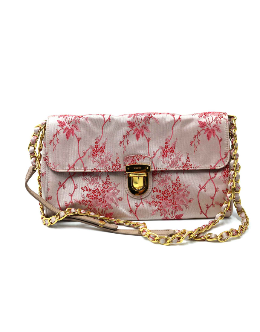 Prada Tracolla Tela Rosa