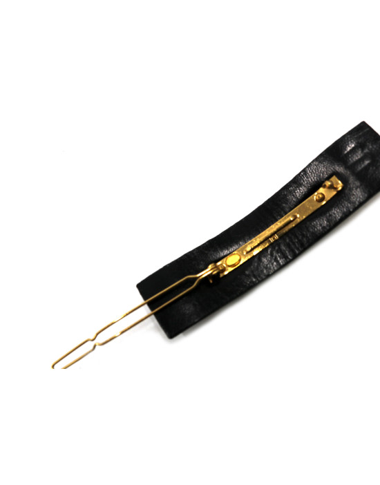 Chanel Fermaglio per Capelli Pelle Nera