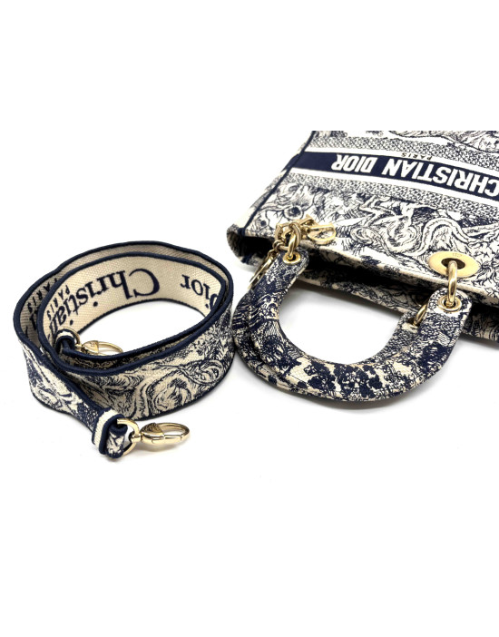 Dior Lady D D-Lite Blue and Beige Canvas