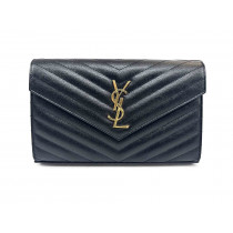 Saint Laurent Clutch Envelope Grande Pelle Nera