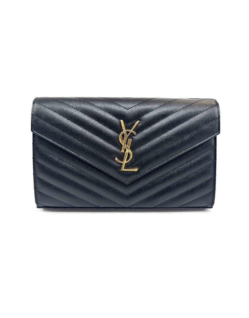 Saint Laurent Clutch Envelope Grande Pelle Nera