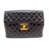 Chanel Maxi Logo Vintage Cuir Noir