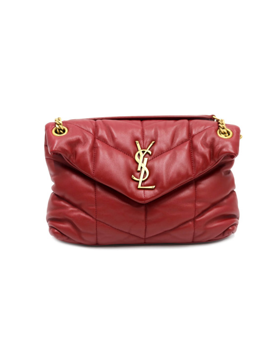 Saint Laurent Puffer Small Pelle Bordeaux