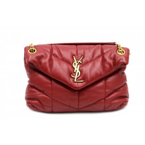 Saint Laurent Puffer Small Pelle Bordeaux