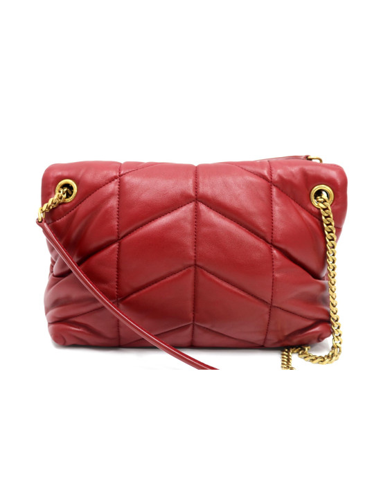 Saint Laurent Puffer Small Pelle Bordeaux