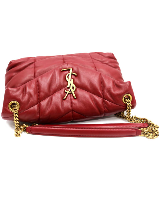 Saint Laurent Puffer Small Pelle Bordeaux