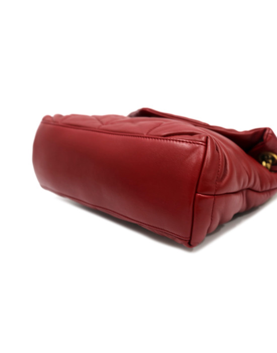 Saint Laurent Puffer Small Pelle Bordeaux