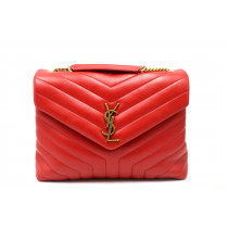 Saint Laurent Lou Lou Media Pelle Rossa