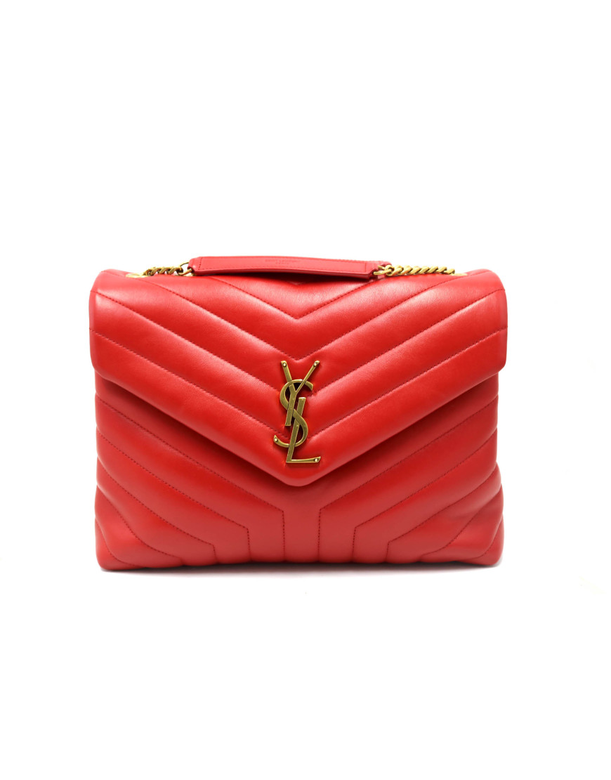 Saint Laurent Lou Lou Media Pelle Rossa