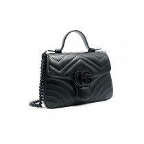 Gucci Mini Borsa a Mano GG Marmont Top Handle Pelle Nera