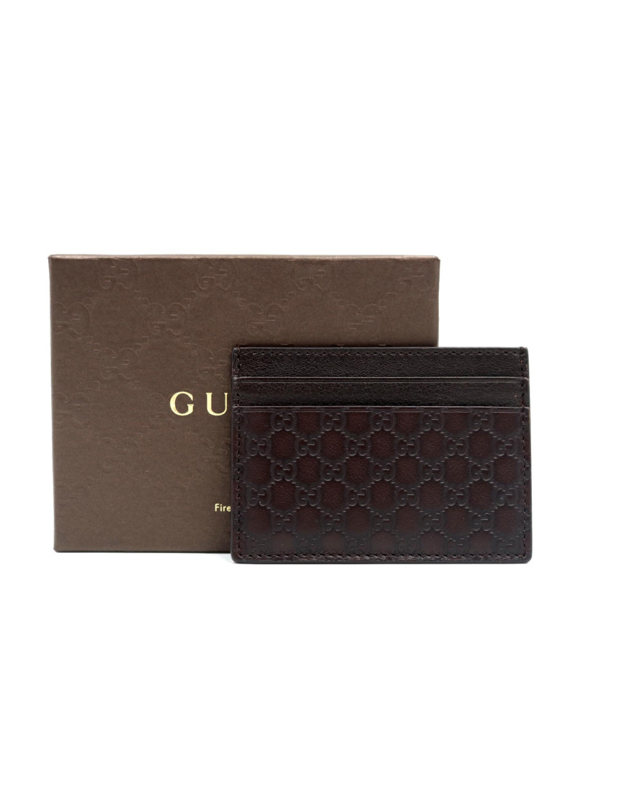 Gucci Portacarte Pelle Marrone Scuro