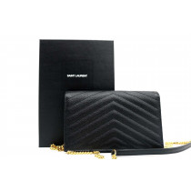 Saint Laurent Wallet Chain Cassandre Envelope Pelle Nera