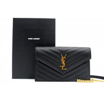 Saint Laurent Wallet Chain Cassandre Envelope Pelle Nera